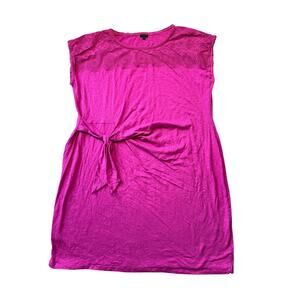 TALBOTS Women's Hot Pink Cotton Dress, size 3X, Eyelet detailing, Soft Cotton